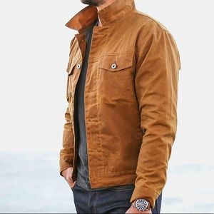 Original Flint and Tinder Waxed Trucker Jacket in Whiskey color, size L